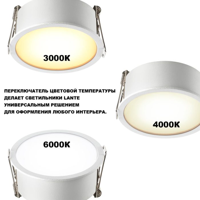 Встраиваемый светильник NOVOTECH LANTE, белый, LED, LED 18W, 3000K