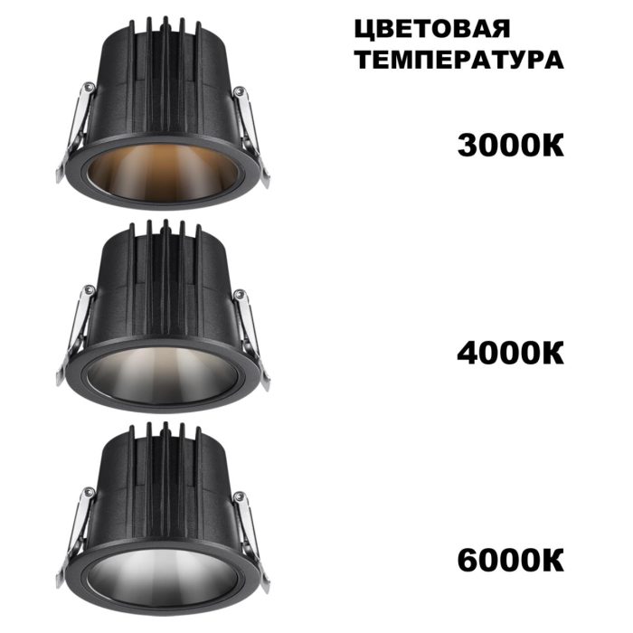 Встраиваемый светильник NOVOTECH LANG, черный, LED, LED 15W, 3000K