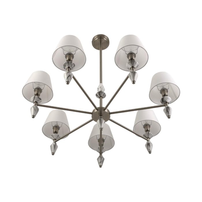 Люстра LUMION VERMONT, никель, белый, серый/никель, E14, 280W