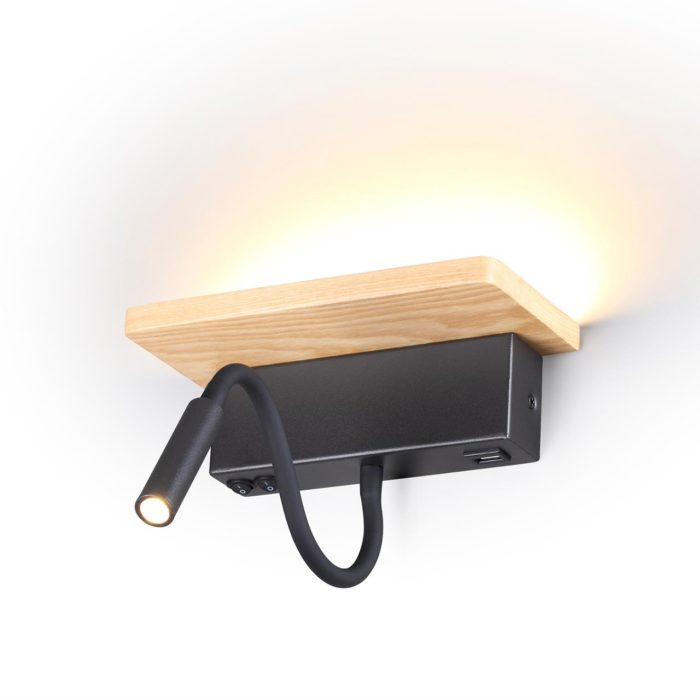 Бра ODEON LIGHT WOODY, светлое дерево/бежевый, LED, LED 8W, 3000K
