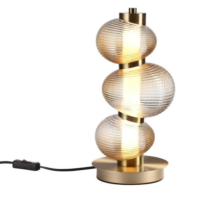 Настольная лампа ODEON LIGHT BRUCO, латунный/янтарный градиент, LED, LED 12W, 4000K