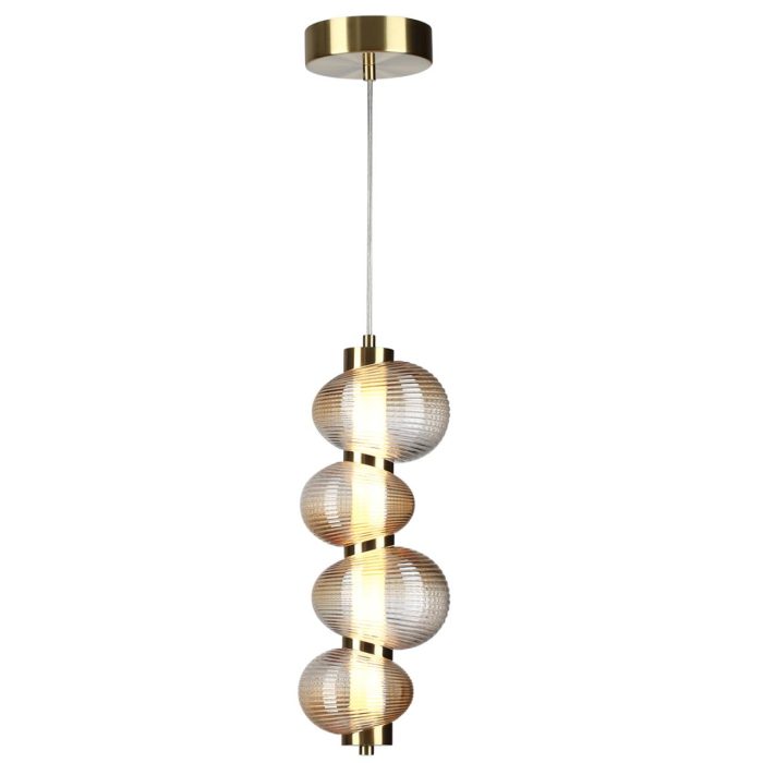 Подвесной светильник ODEON LIGHT BRUCO, латунный/янтарный градиент, LED, LED 17W, 4000K
