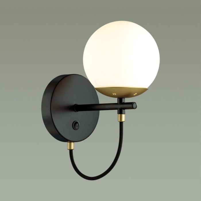 Бра LUMION RANDI, черный, золотой/белый, E27, 60W