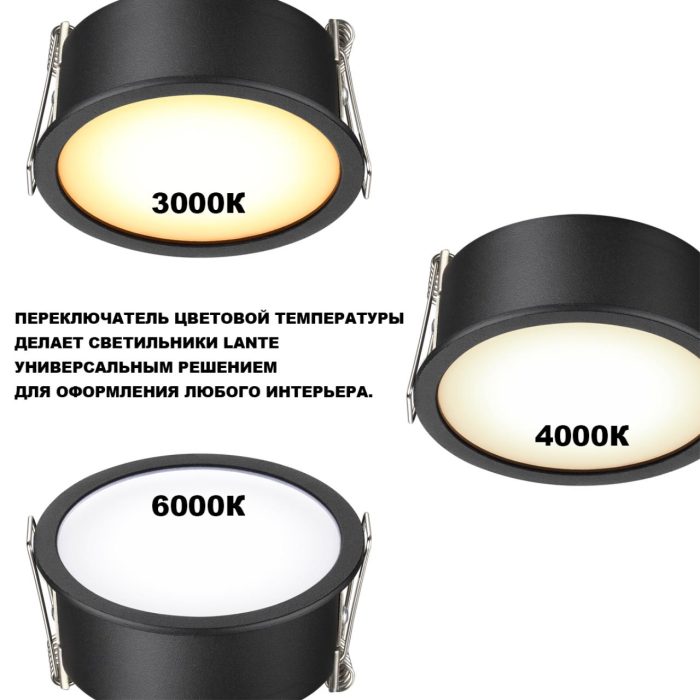 Встраиваемый светильник NOVOTECH LANTE, черный, LED, LED 18W, 3000K