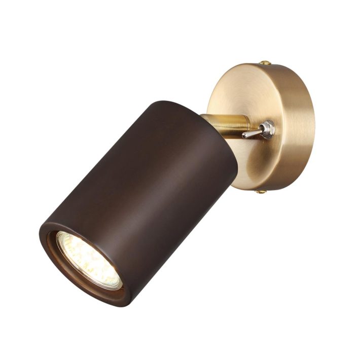 Бра ODEON LIGHT CAUCHO, темное дерево/бронзовый, GU10 LED, LED 7W