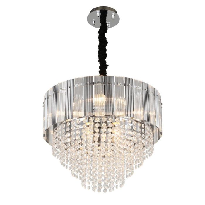 Люстра подвесная Omnilux Naro OML-69513-08, хром + Прозрачный + дымчатый