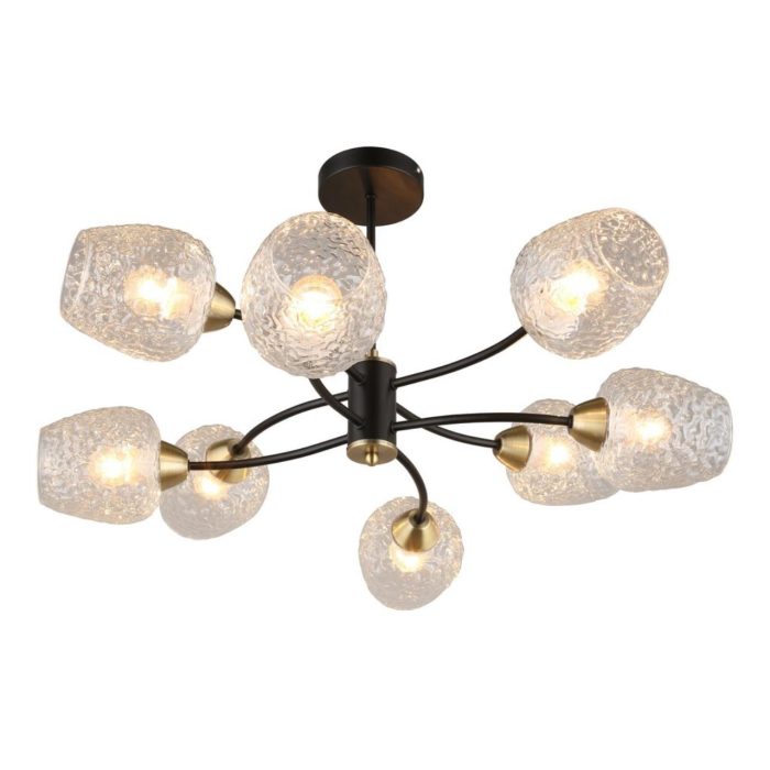 Люстра потолочная Omnilux Pavarolo OML-67807-08, черный + бронза + прозрачный