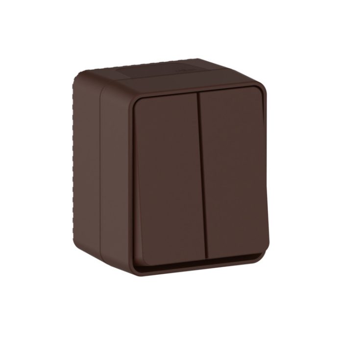 AtlasDesign profi IP54 о/у 2-клавишный выключатель, сх.5, 10ах, коричневый
