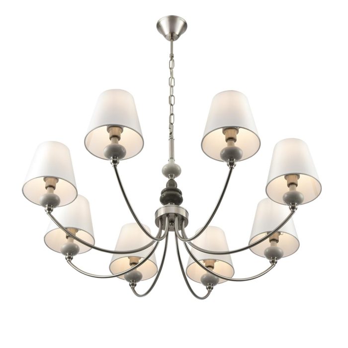 Люстра LUMION KENTUKI, никель, белый, серый/никель, E14, 320W