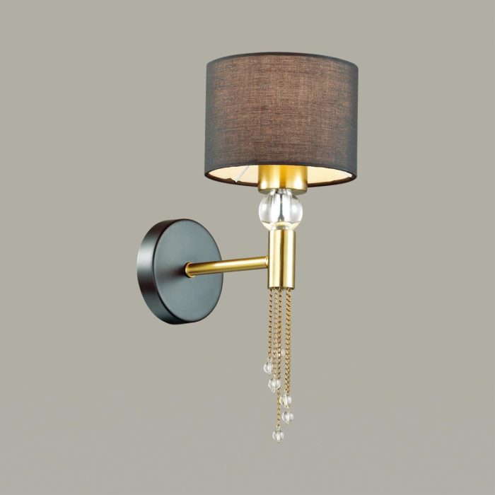 Бра LUMION SANTIAGO, античная латунь, черный/бронзовый, латунь, черный, E27, 60W