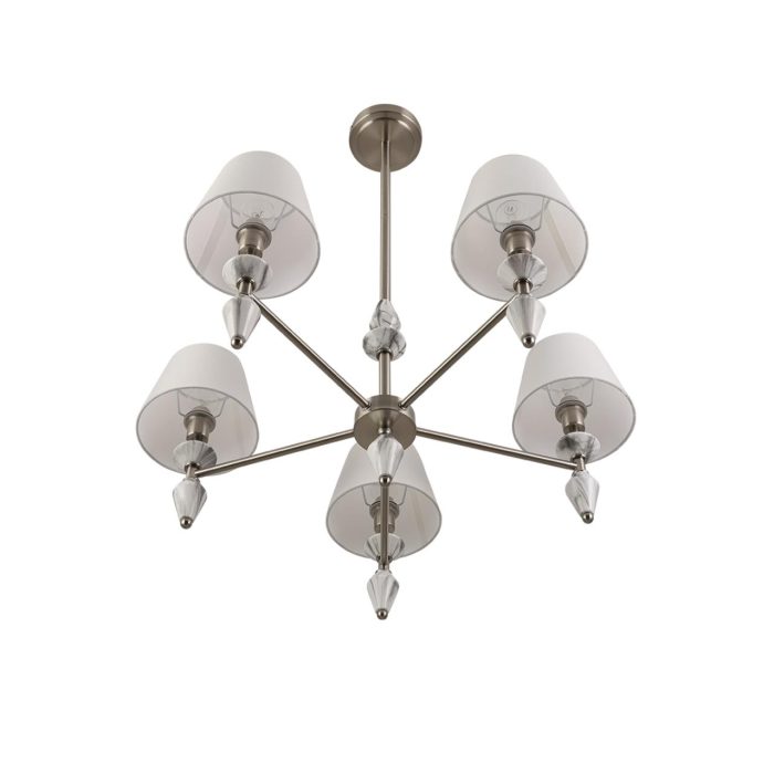 Люстра LUMION VERMONT, никель, белый, серый/никель, E14, 200W