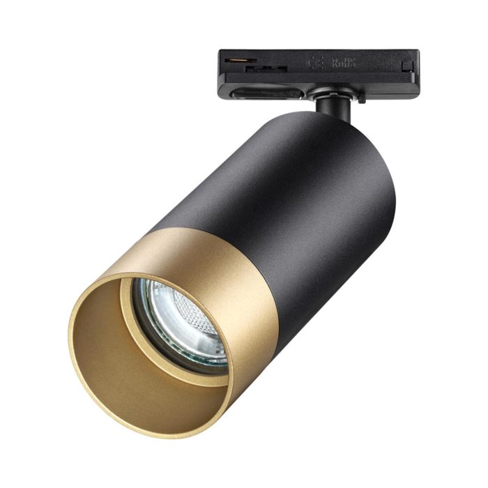 Трековый светильник NOVOTECH SLIM, черный/золото, GU10, 9W