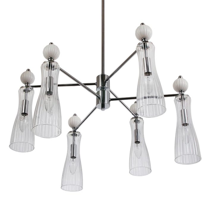 Люстра LUMION EMILY, хром, белый, прозрачный/хром, белый, E14, 240W