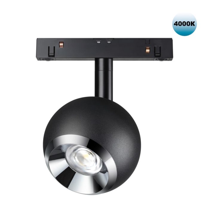 Трековый светильник NOVOTECH FLUM, черный/хром, LED, LED 10W, 4000K