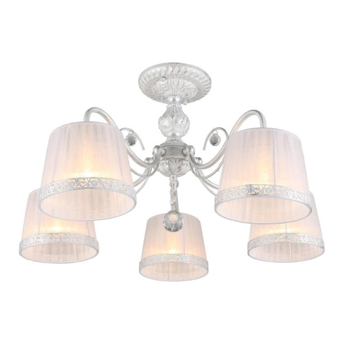 Люстра потолочная Omnilux Campovaglio OML-54117-05, белое серебро + белый + прозрачный