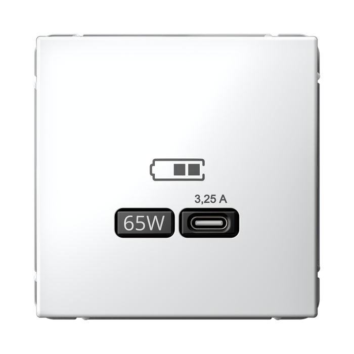 ArtGallery USB розетка тип-С 65Вт высокоскор.заряд. QC, PD, механизм, белый