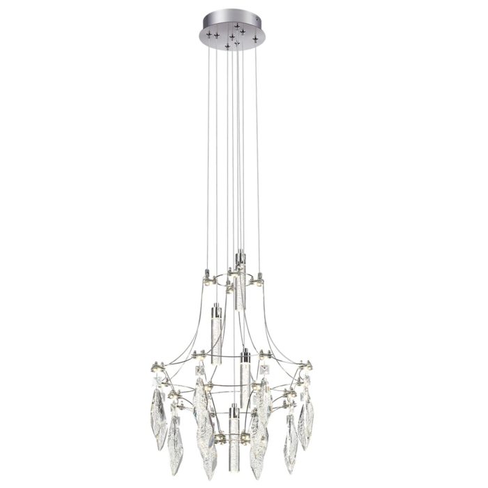 Подвесной светильник ODEON LIGHT EXCLUSIVE FLAMENCO, хром/прозрачный, LED, LED 35W, 4000K