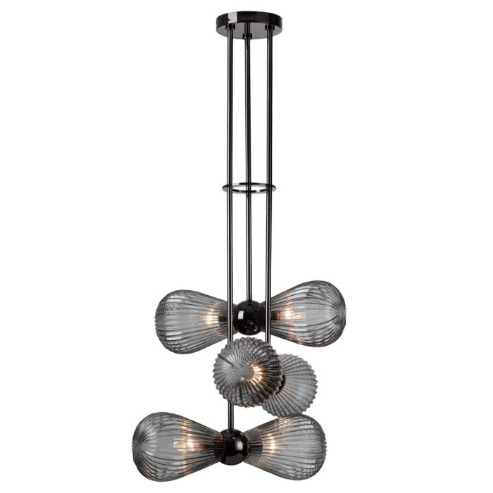Подвесной светильник ODEON LIGHT EXCLUSIVE Elica, черный хром/дымчатый, E14, 240W
