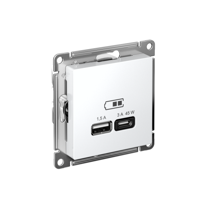 AtlasDesign USB розетка A + тип-C 45Вт высокоскор.заряд. QC, PD, механизм, лотос