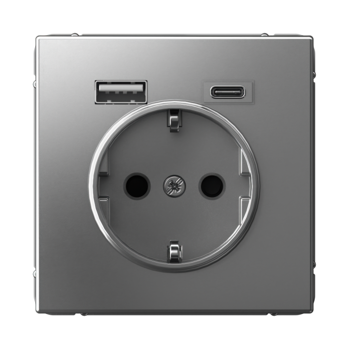 ArtGallery розетка 16а с 2 USB a+c, 5в/2,4а/3,0а, 2х5в/1,5а, механизм, сталь