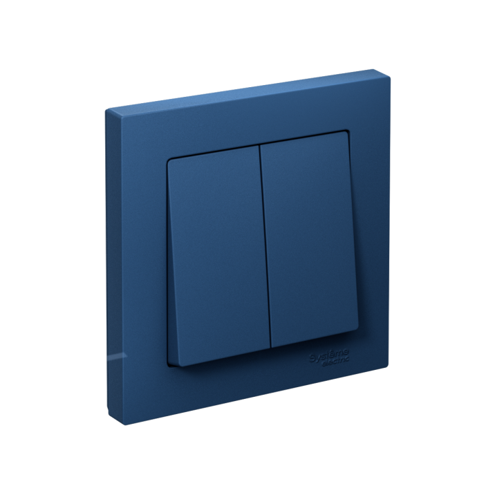 AtlasDesign 2-клавишный выключатель, сх.5, 10ах, в сборе, аквамарин