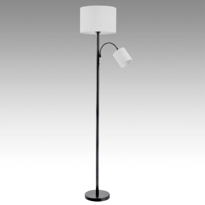 Торшер LUMION KAYA, черный, бежевый/черный, E27 + E14, 100W