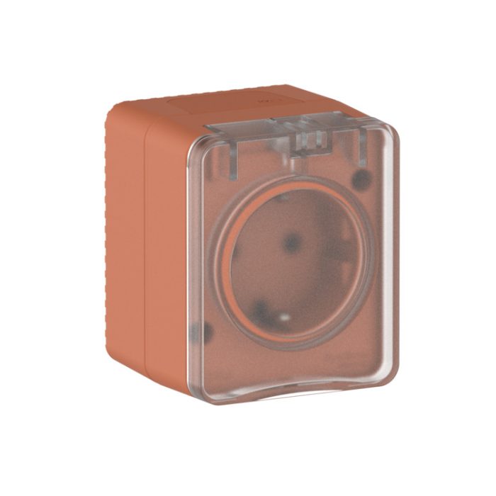 AtlasDesign PROFI IP54 О/У розетка с заземлением со шторками, 16А, терракотовый