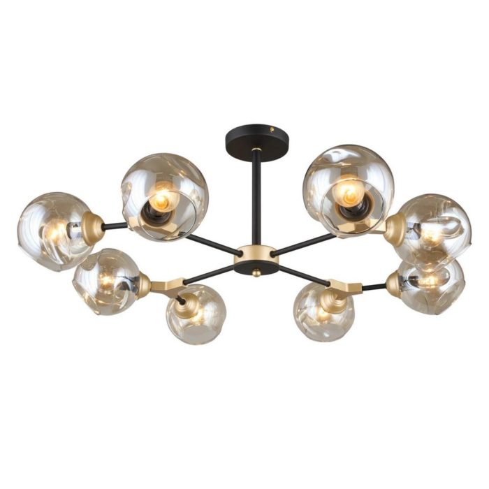 Люстра потолочная Omnilux Sandrigo OML-93607-08, матовый черный + карамельный