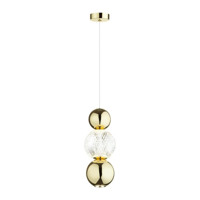 Подвесной светильник ODEON LIGHT CRYSTAL, золотой/прозрачный, LED, LED 7W, 4000K