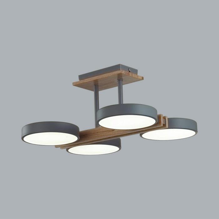 Потолочный светильник LUMION PLATO, серый, дерево/серый, LED, LED 72W, 3000K