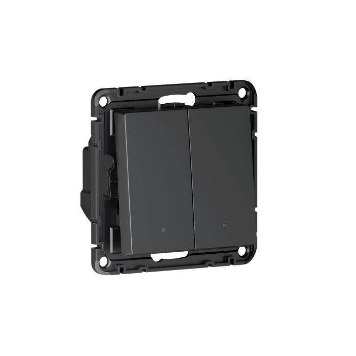 AtlasDesign SMART 2-кл. выключатель с подсв. с опц.нейтралью, Zigbee, сх.1, L(N), 10А, мех., карбон