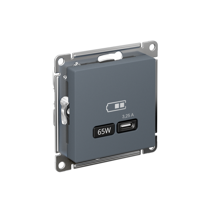 AtlasDesign USB розетка тип-С 65Вт высокоскор.заряд. QC, PD, механизм, грифель