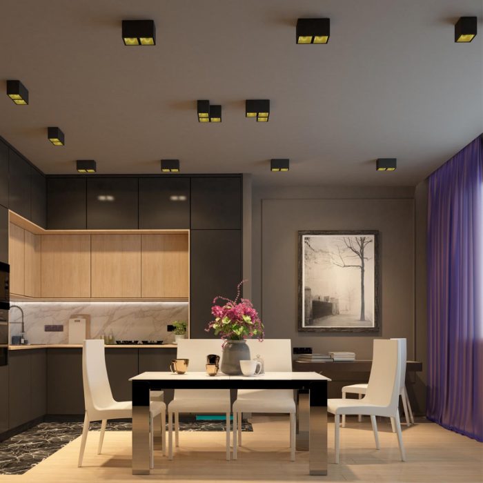 Светильник накладной NOVOTECH RECTE, черный/золото, LED, LED 10W, 4000K