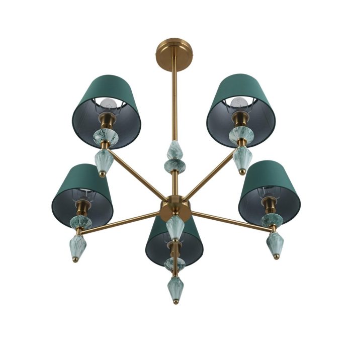Люстра LUMION VERMONT, латунь, зеленый/латунь, E14, 200W