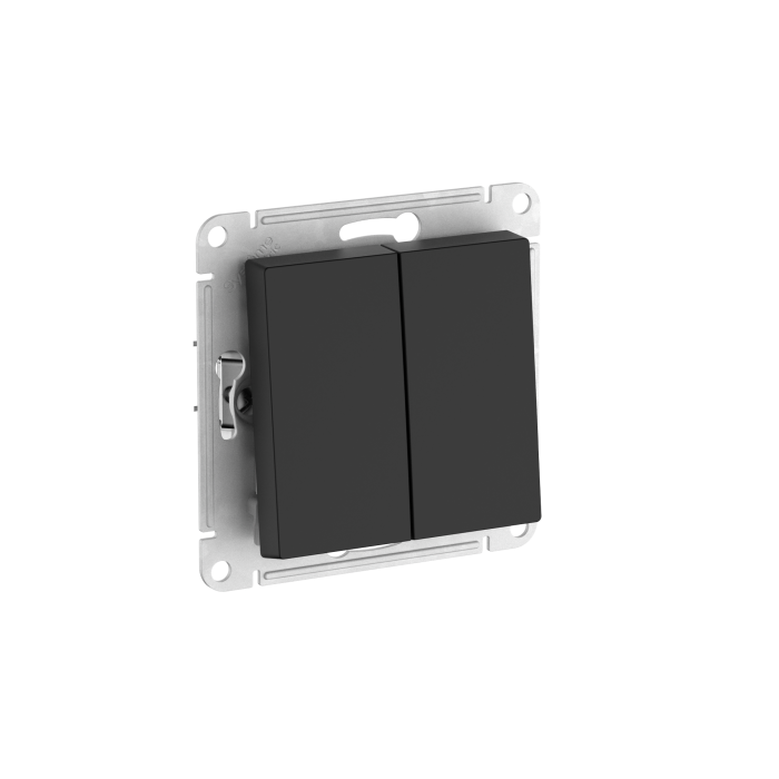 AtlasDesign Aqua 2-клавишный выключатель, IP44, сх.5, 10АХ, мех., быстрозажим. клем., карбон