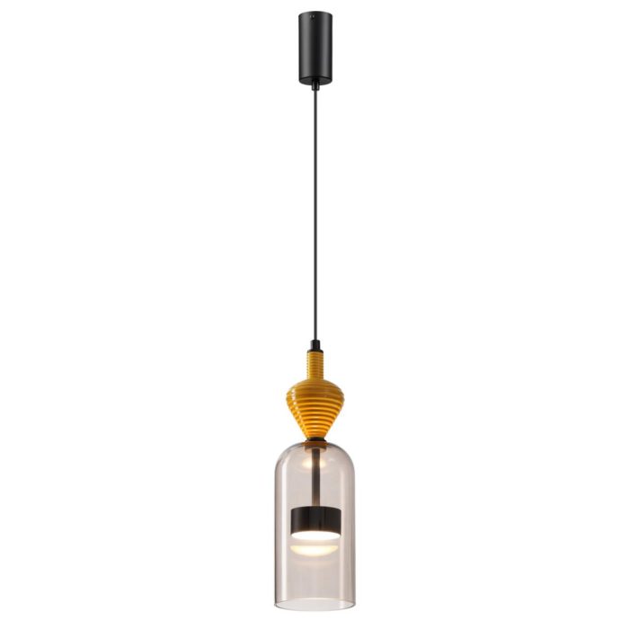 Подвесной светильник ODEON LIGHT PALLETA, черный/светл коричневый, LED, LED 12W, 4000K