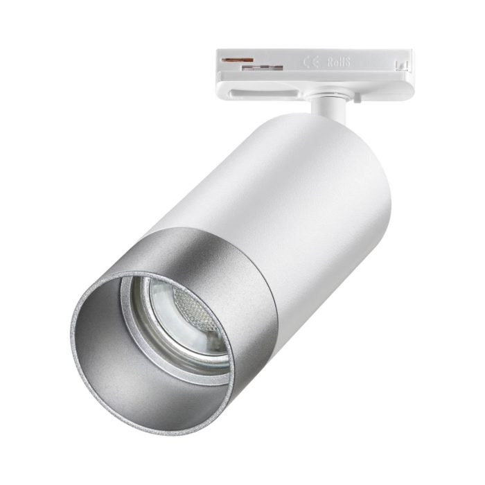 Трековый светильник NOVOTECH SLIM, белый/серебро, GU10, 9W