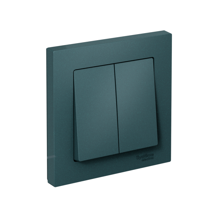 AtlasDesign 2-клавишный выключатель, сх.5, 10АХ, в сборе, изумруд