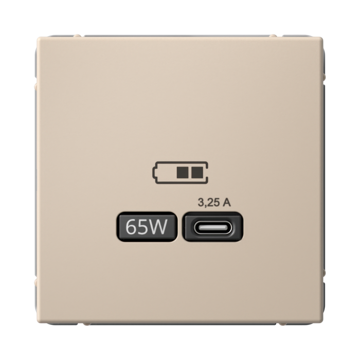 ArtGallery USB розетка тип-С 65Вт высокоскор.заряд. QC, PD, механизм, песочный