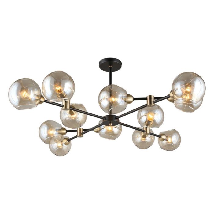 Люстра потолочная Omnilux Fasano OML-94207-12, черный+бронза + тонированный