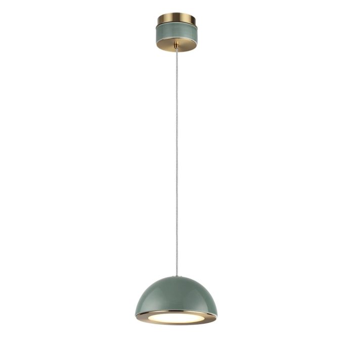 Подвесной светильник ODEON LIGHT EXCLUSIVE LULU, светлая бронза/зеленый, LED, LED 6W, 3000K