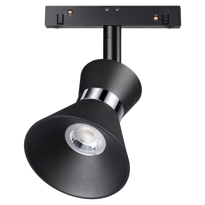 Трековый светильник NOVOTECH FLUM, черный/хром, LED, LED 10W, 4000K