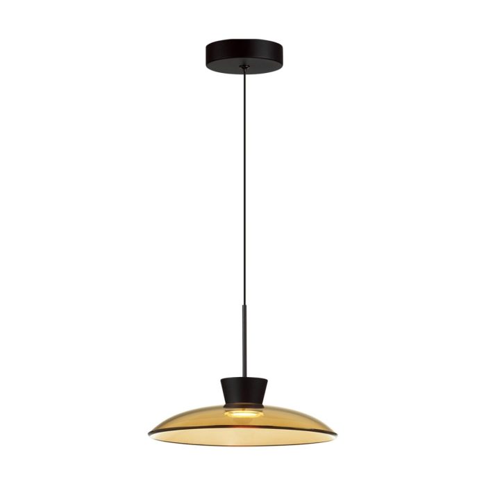 Подвесной светильник ODEON LIGHT SAUCER, черный/янтарный, LED, LED 9W, 3000K