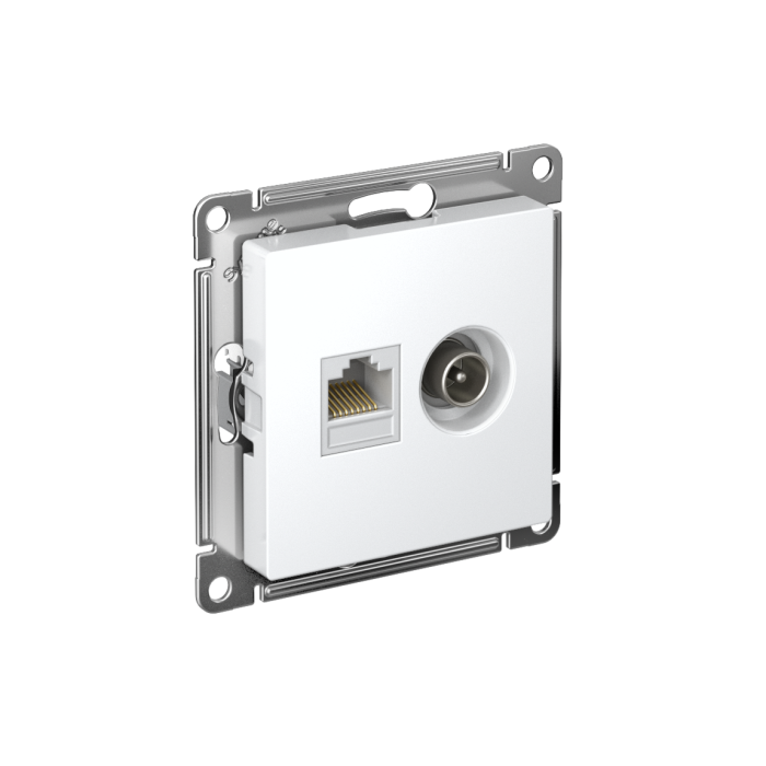 AtlasDesign розетка двойная тв + компьютерная RJ45 кат. 5e, механизм, белый