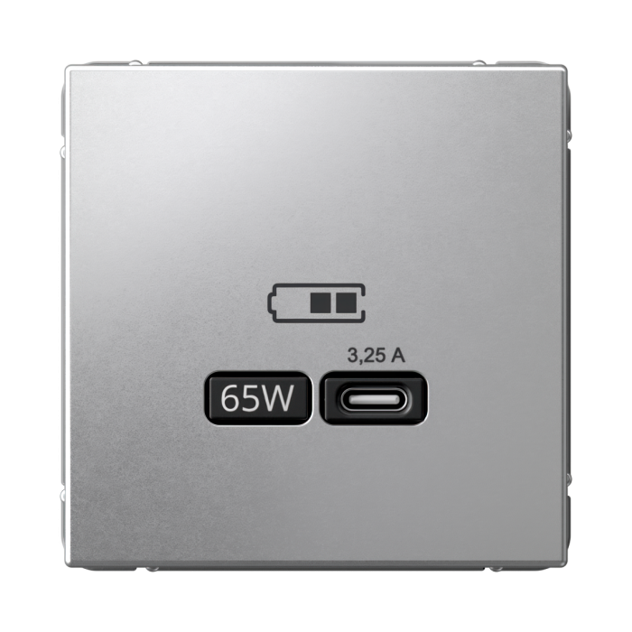 ArtGallery USB розетка тип-С 65Вт высокоскор.заряд. QC, PD, механизм, алюминий