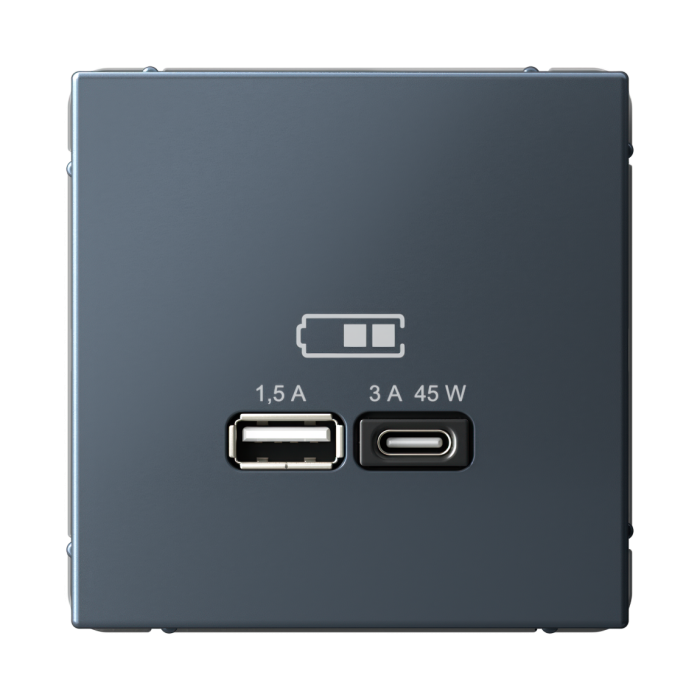 ArtGallery USB розетка A + тип-C 45Вт высокоскор.заряд. QC, PD, механизм, грифель