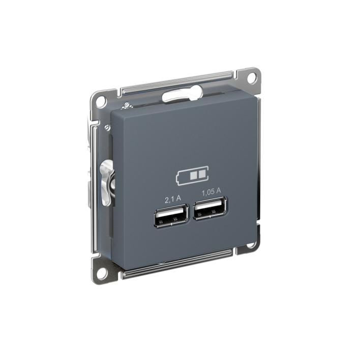 AtlasDesign USB розетка a+a, 5в/2,1а, 2х5в/1,05а, механизм, грифель