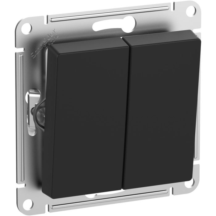 AtlasDesign Aqua 2-клавишный выключатель, IP44, сх.5, 10ах, механизм, карбон