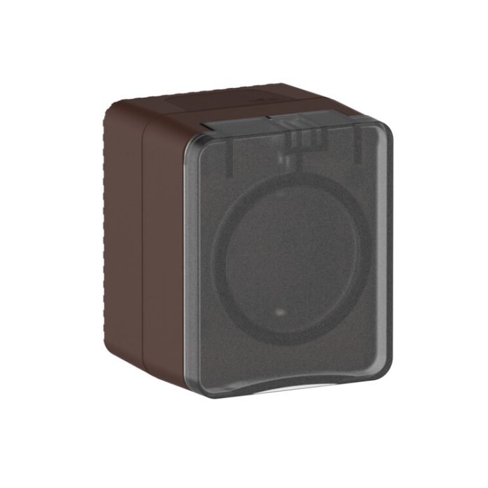 AtlasDesign PROFI IP54 О/У розетка с заземлением со шторками, 16А, коричневый