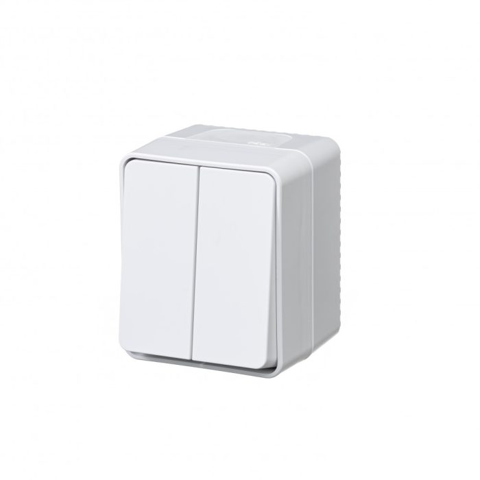 AtlasDesign profi IP54 о/у 2-клавишный выключатель, сх.5, 10ах, белый